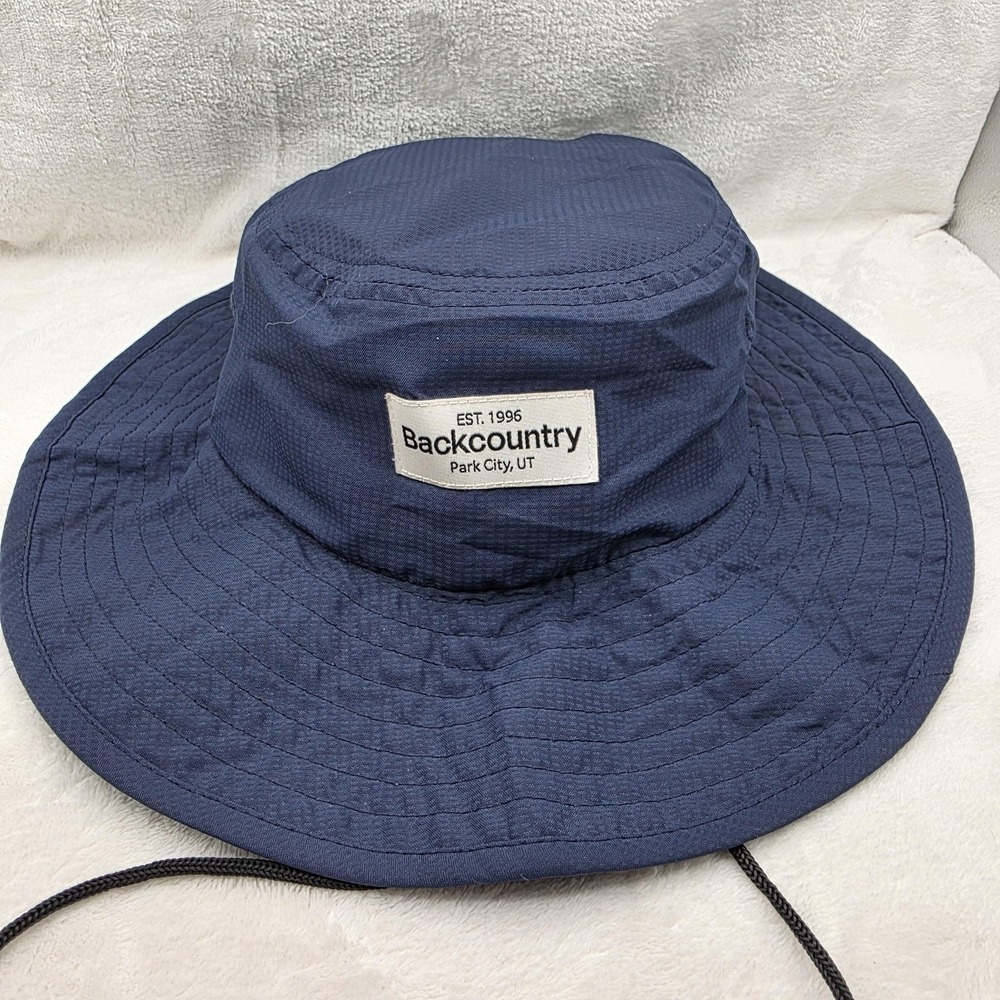Backcountry Hat Boonie Navy Blue Ripstop Chin Strap Sun Wide Brim Mens Hiking‎